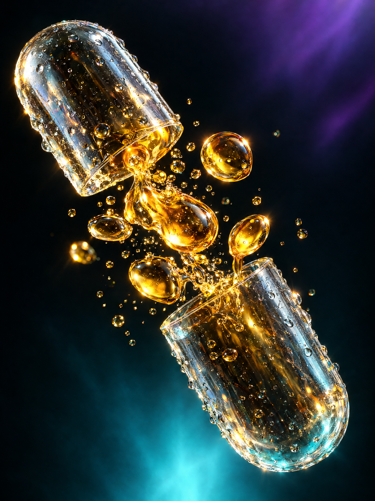 Rozevřená kapsle se surovinami, Liposomální D3 + K2
