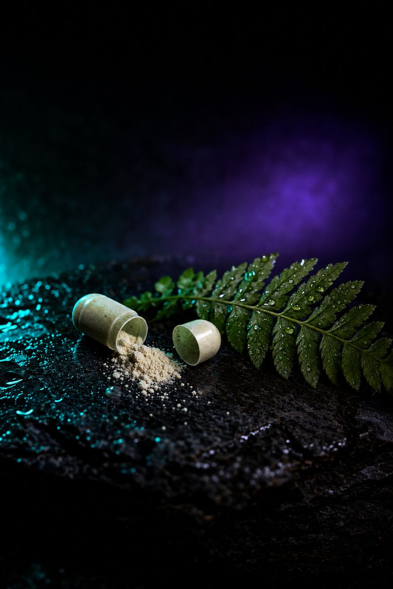 An open capsule with powder